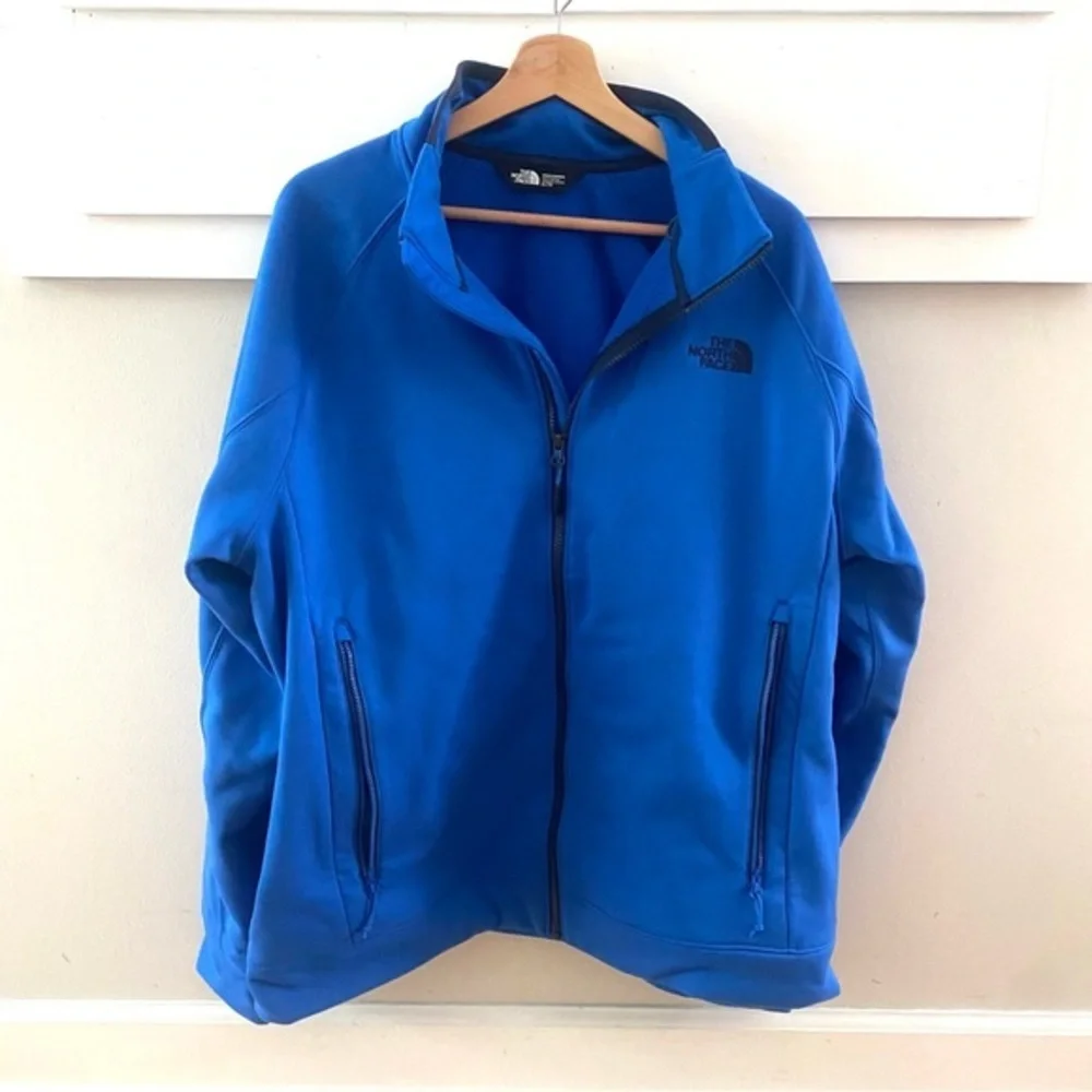 The North Face Soft Shell Fleece lined Blue Full Zip Up Size XL